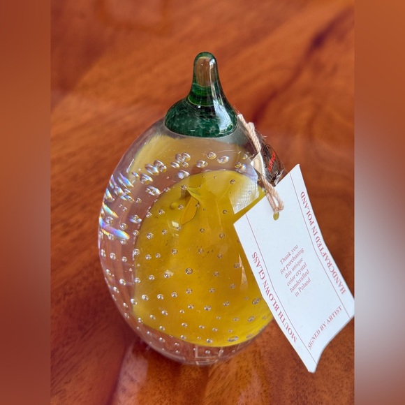 Unmarked Other - Rare Hand Blown Bubble Abstract Art Glass 🍋 paperweight made in Poland